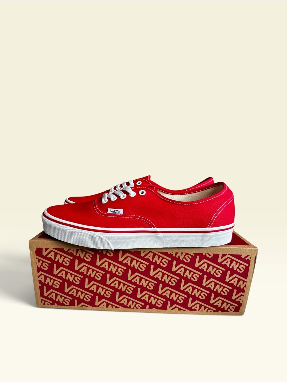 Vans Authentic Low-Top Canvas Size 9.5 Men/ Size 10 Women Red/ White Brand NEW